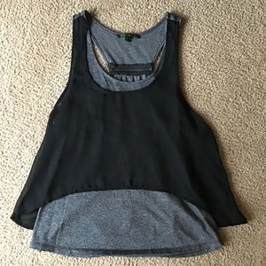 Flowy Charcoal Tank Top with Black Sheer Too